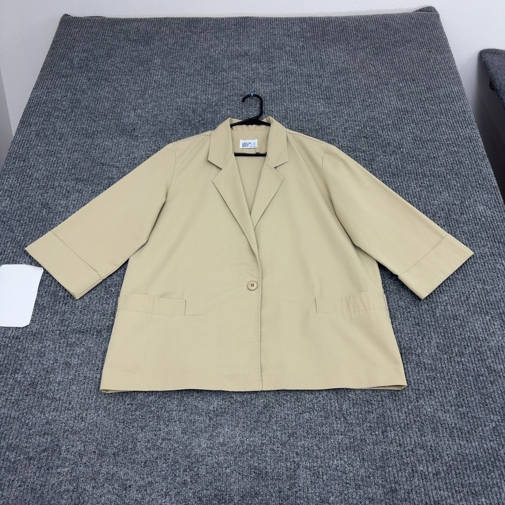 Vintage Cape Cod Match Mates Blazer Women 16 Beige 3/4 Sleeve Single Button Work
